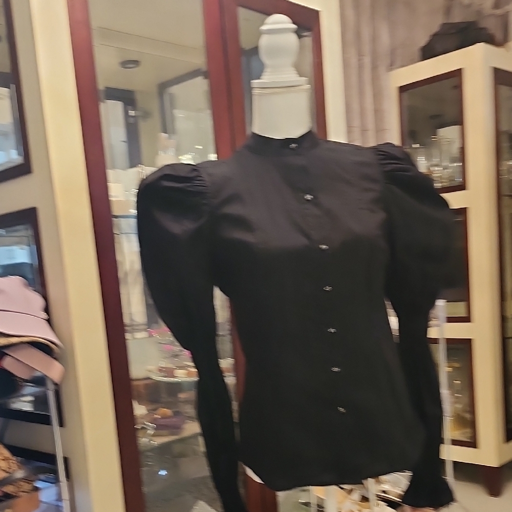 Elegant Black Puff Sleeve Blouse
